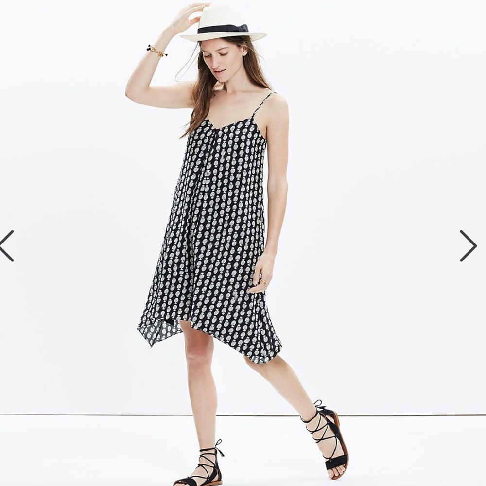 Madewell Silk Trapeze Cami Dress in Bloomstamp